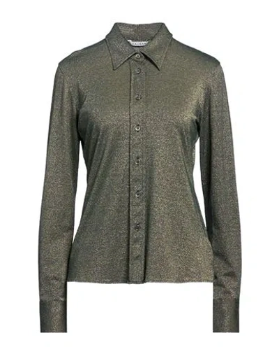 Caliban Woman Shirt Military Green Size 8 Viscose, Metallic Polyester, Polyamide, Elastane In Animal Print