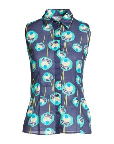 Caliban Woman Shirt Navy Size 10 Cotton In Multi