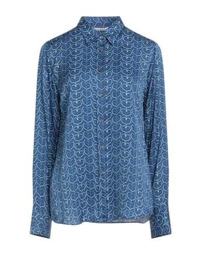 Caliban Woman Shirt Navy Size 10 Viscose In Blue