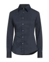 Caliban Woman Shirt Navy Size 6 Cotton, Polyamide, Elastane In Blue