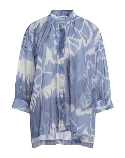 Caliban Woman Shirt Pastel Blue Size 10 Cotton