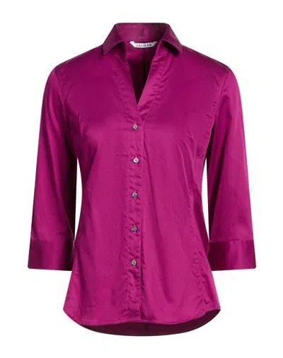 Caliban Woman Shirt Purple Size 12 Cotton, Elastane