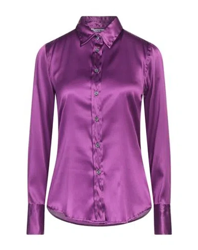 Caliban Woman Shirt Purple Size 8 Silk, Elastane