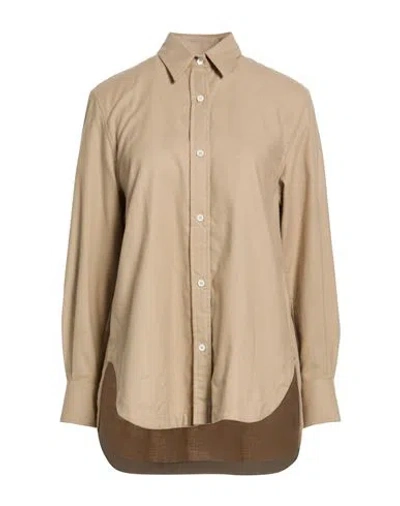 Caliban Woman Shirt Sand Size 8 Cotton In Brown