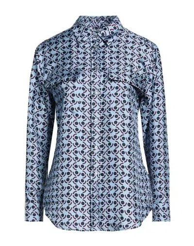 Caliban Woman Shirt Slate Blue Size 4 Silk