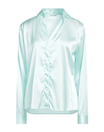 Caliban Woman Shirt Turquoise Size 10 Silk, Elastane In Blue
