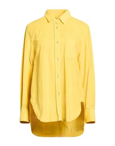 Caliban Woman Shirt Yellow Size 10 Cotton, Elastane