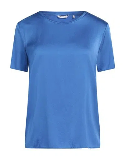 Caliban Woman Top Blue Size 6 Silk, Elastane