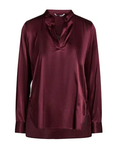 Caliban Woman Top Burgundy Size 10 Silk, Elastane