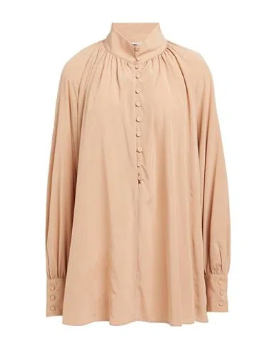 Caliban Woman Top Camel Size 8 Silk, Elastane