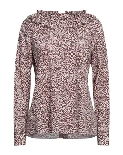 Caliban Woman Top Chocolate Brown Size 6 Cotton, Elastane