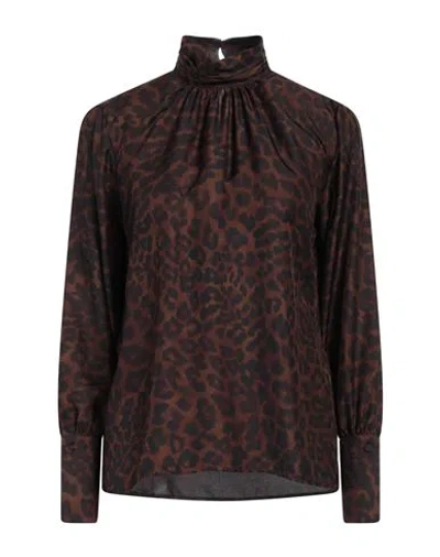Caliban Woman Top Chocolate Brown Size 6 Silk