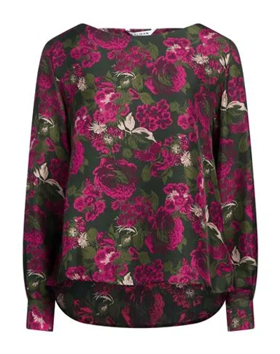 Caliban Woman Top Green Size 4 Silk In Multi