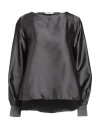 Caliban Woman Blouse Grey Size 14 Polyester In Grey