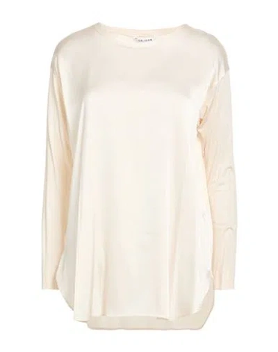 Caliban Woman Top Ivory Size 6 Silk, Elastane In White