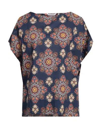 Caliban Woman Top Navy Blue Size 14 Cotton