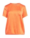 Caliban Woman Top Orange Size 10 Silk, Elastane