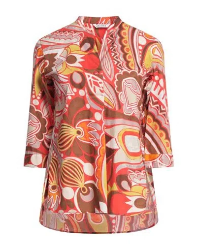 Caliban Woman Top Red Size 8 Cotton, Elastane