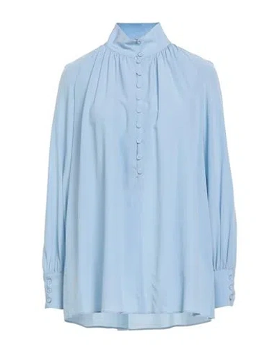 Caliban Woman Top Sky Blue Size 6 Silk, Elastane