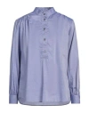 Caliban Woman Top Slate Blue Size 4 Cotton In Blue