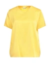 Caliban Woman Top Yellow Size 6 Silk, Elastane