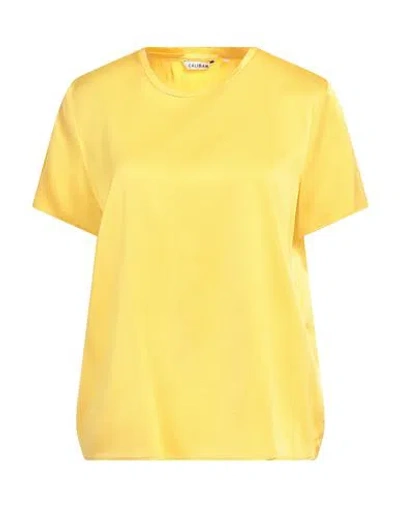 Caliban Woman Top Yellow Size 6 Silk, Elastane In Yellow