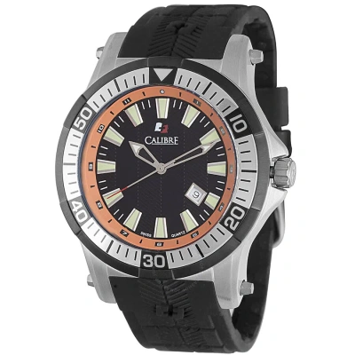 Calibre Hawk Date Black And Orange Dial Black Rubber Men's Watch Sc-4h1-04-007-079