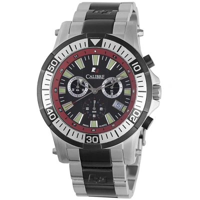 Calibre Hawk Date Black Dial Chronograph Stainless Steel Men's Watch Sc-5h2-04-007-4 In Metallic