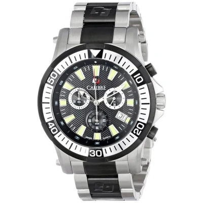 Calibre Hawk Date Black Dial Chronograph Stainless Steel Men's Watch Sc-5h2-04-007 In Metallic