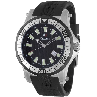 Calibre Hawk Date Black Dial Rubber Strap Men's Watch Sc-4h1-04-007