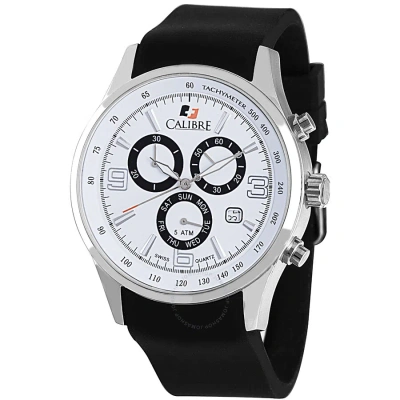 Calibre Mauler White Dial Chronograph Black Rubber Men's Watch Sc-4m1-04-001