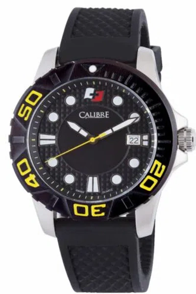 Pre-owned Calibre Men's Sc-4a1-04-002 Akron Luminous Black Dial Black Rubber Date Watch