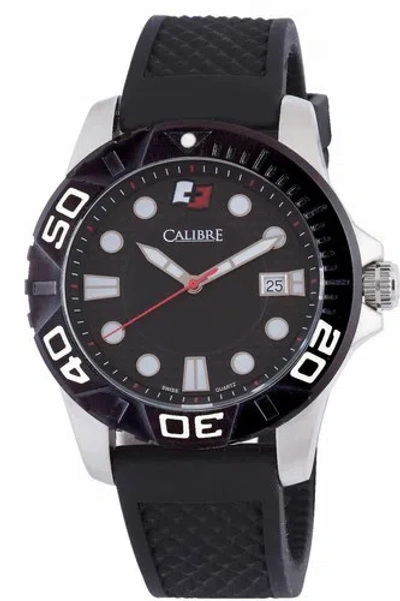 Pre-owned Calibre Men's Sc-4a1-04-007 Akron Luminous Black Rubber Unidirectional Watch