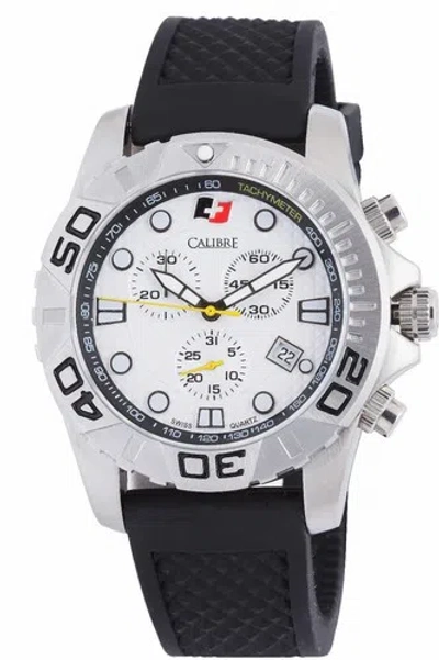 Pre-owned Calibre Men's Sc-4a2-04-001 Akron Luminous Chrono Black Rubber Date Watch