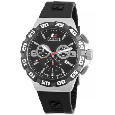 Pre-owned Calibre Men's Sc-4l2-04-007 Lancer Chrono Luminous Black Rubber Date Watch