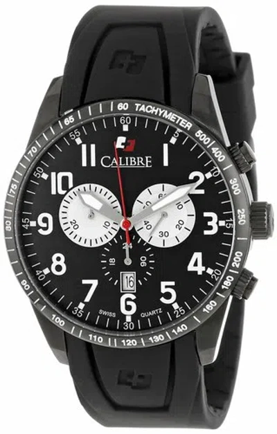 Pre-owned Calibre Men's Sc-4r4-13-007 Recruit Chronograph Black Rubber Date Wristwatch