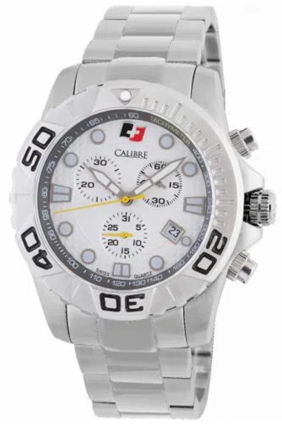 Pre-owned Calibre Men's Sc-5a2-04-001 Akron Chronograph Luminous White Dial Steel Watch