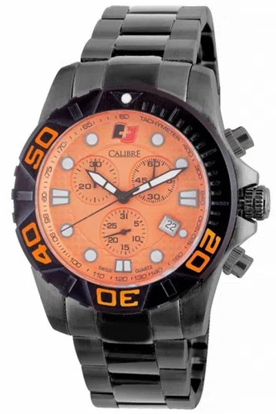 Pre-owned Calibre Men's Sc-5a2-13-079.10 Akron Chrono Luminous Black Ip Steel Watch