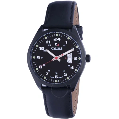 Calibre Trooper Black Dial Black Leather Men's Watch Sc-4t1-13-007 In Blue