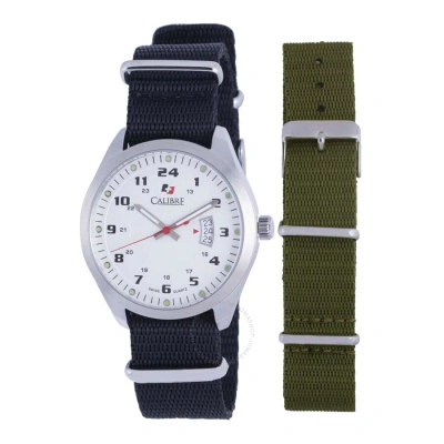 Calibre Trooper White Dial Black Canvas Men's Watch Sc-4t1-04-001sc In Blue