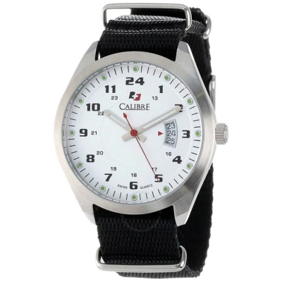 Calibre Trooper White Dial Black Canvas Strap Men's Watch Sc-4t1-04-001-7t In Metallic