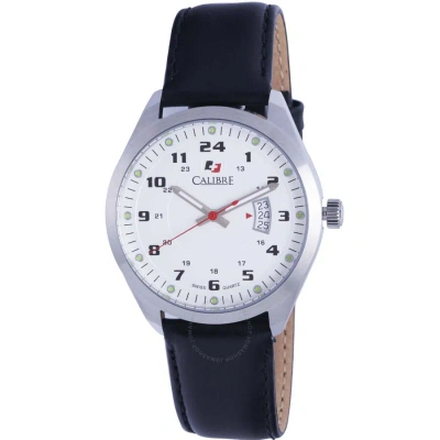 Calibre Trooper White Dial Black Leather Men's Watch Sc-4t1-04-001 In Blue