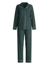 Calida Button-down Piped-trim Pyjama In Green