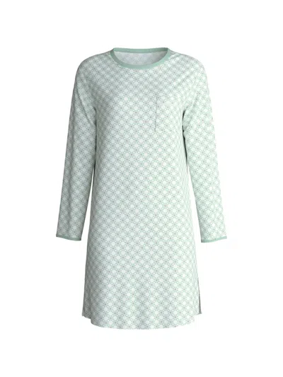 Calida Geometric-print Chest-pocket Nightdress In Blue