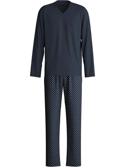 Calida Navy Cotton Pajamas In Blue