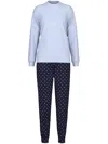 Calida Long-sleeve Heart-print Pyjamas In Blue