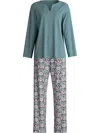 Calida V-neck Floral-print Pyjama In Green