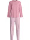 Calida Henley-neck Striped-pattern Pyjama In Pink