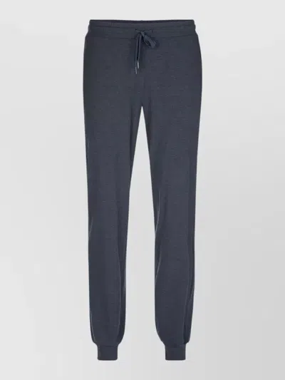 Calida Pants Cuffed Ankles Elastic Waistband Side Pockets In Blue