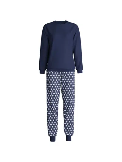 Calida Patterned-print Raglan-sleeve Pajamas Set In Blue